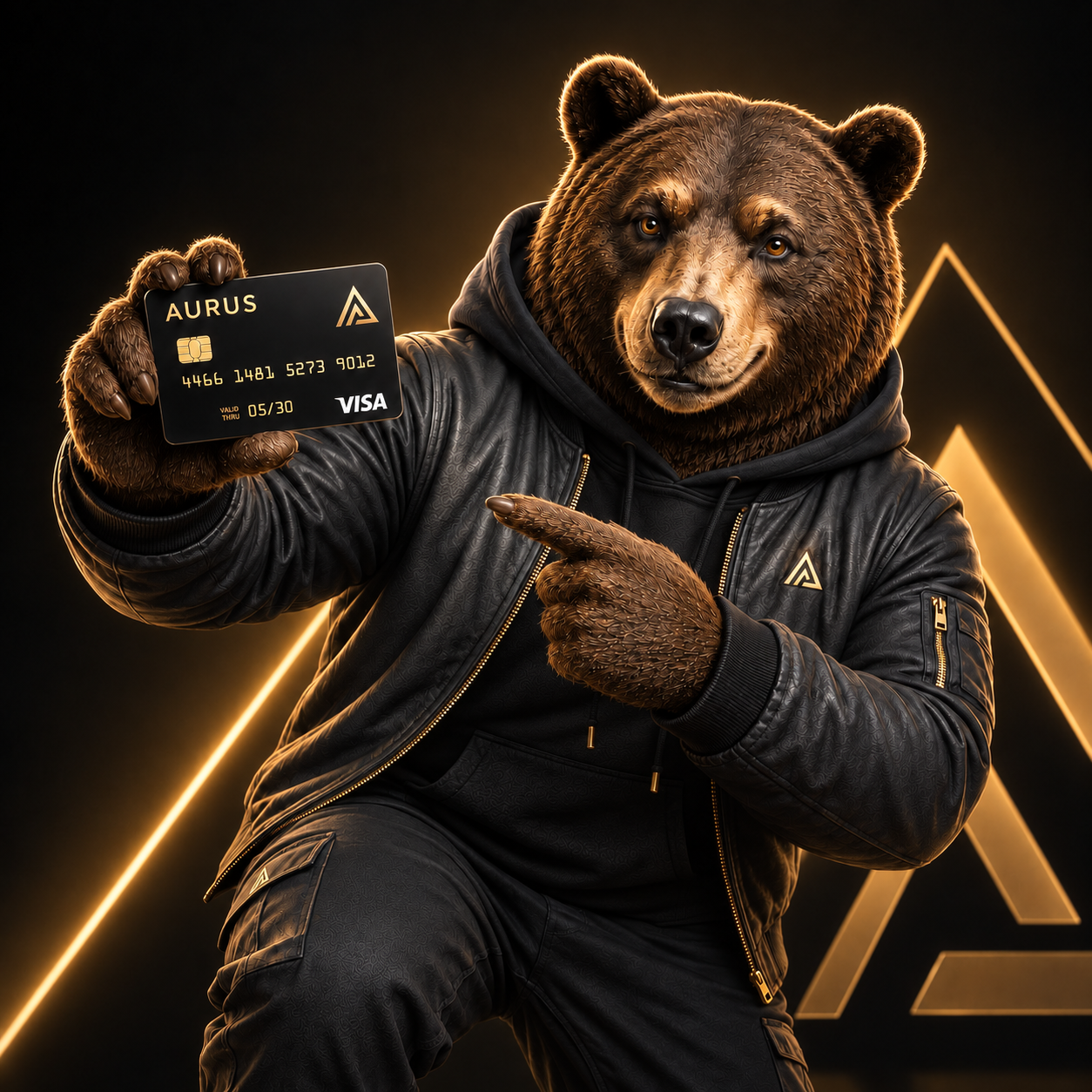 Фирменный медведь Aurus Pay с картой Visa